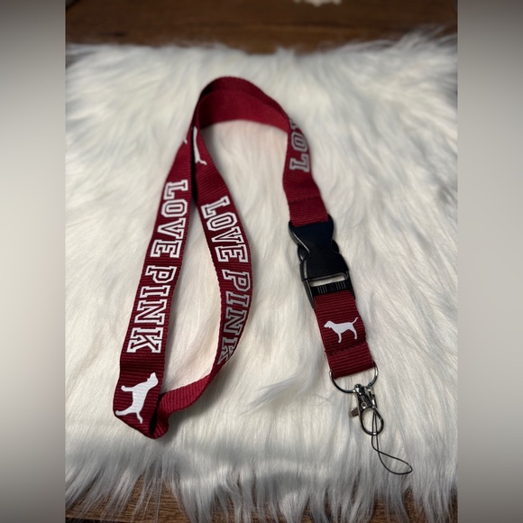 LOVE PINK Victoria secret Detachable Lanyard in Maroon Burgundy Red - Picture 4 of 9